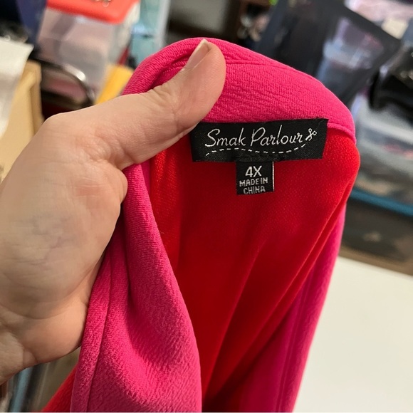 Smak Parlour Rainbow Smocked Tunic Blouse Red Plus Size 4X K - Picture 7 of 10